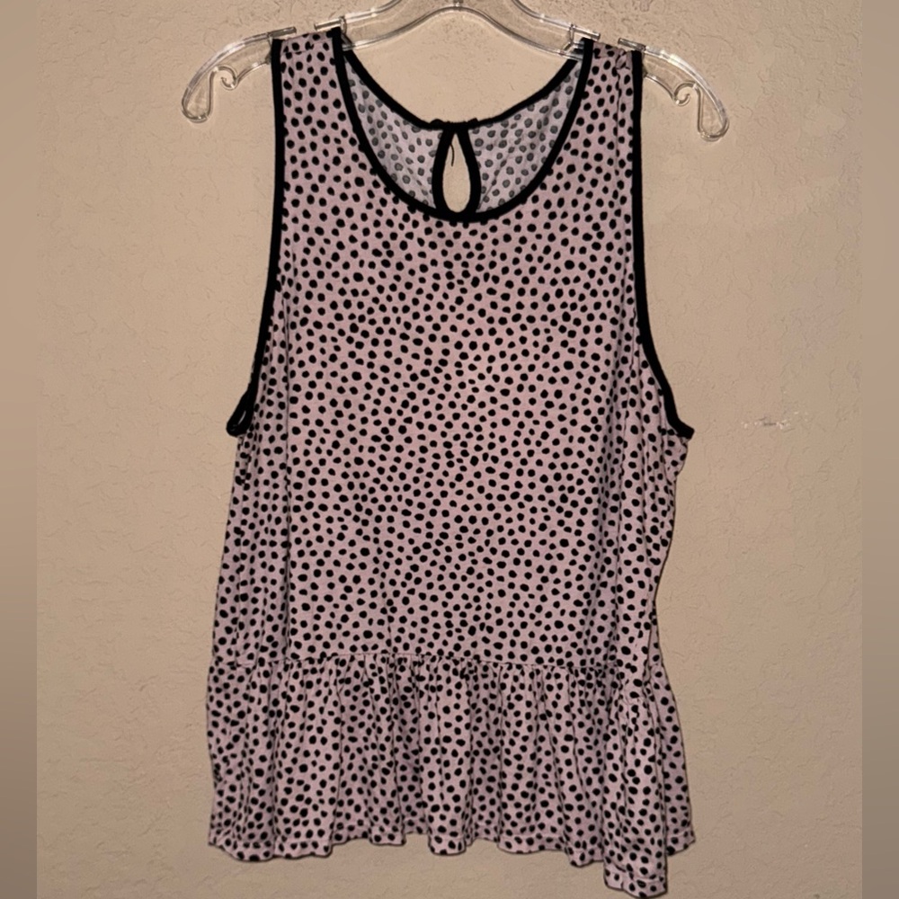 Kate Spade Soft Sleeveless Pink Polka Dot Peplum Pajama Top Size XL